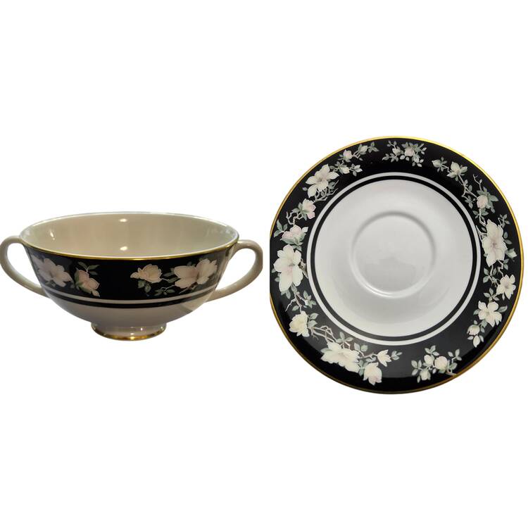 Intrigue Footed Cream Soup Bowl & Saucer Set