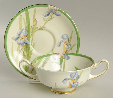 Iris Footed Cream Soup Bowl & Saucer Set