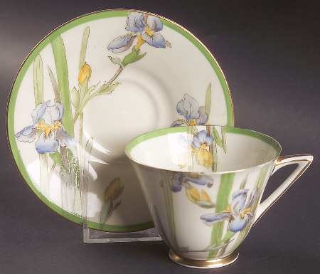 Iris Footed Cup & Saucer Set