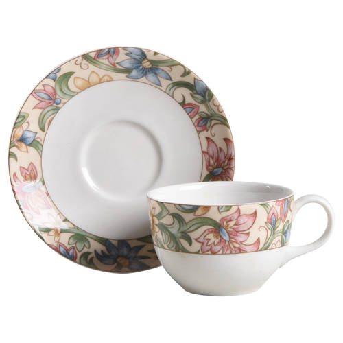 Jacobean Flat Cup & Saucer Set