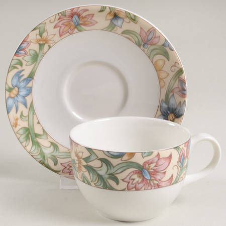 Jacobean Flat Cup & Saucer Set