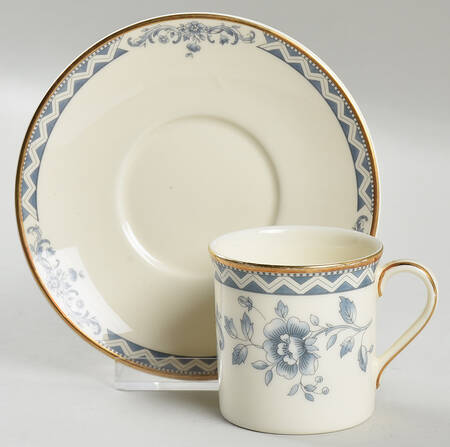 Josephine (Smooth, Gold Trim) Flat Demitasse Cup & Saucer Set
