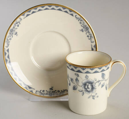 Josephine (Smooth, Gold Trim) Flat Demitasse Cup & Saucer Set