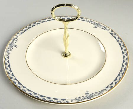 Josephine (Smooth, Gold Trim) Round Serving Plate with Center Handle (Dp) Hc