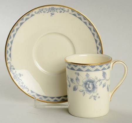 Josephine (Smooth, Gold Trim) Flat Demitasse Cup & Saucer Set