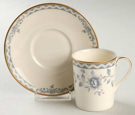 Josephine (Smooth, Gold Trim) Flat Demitasse Cup & Saucer Set