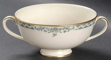 Josephine (Smooth, Gold Trim) Footed Cream Soup Bowl