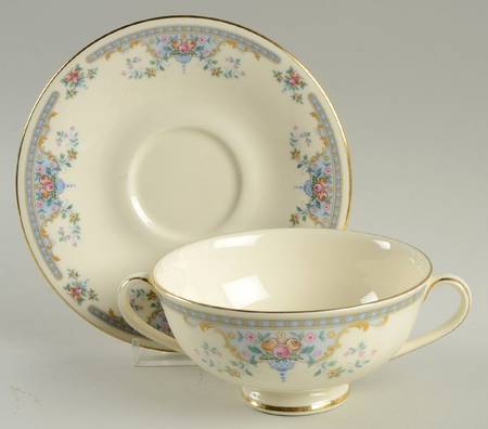 Juliet Footed Cream Soup Bowl & Cup Saucer Set
