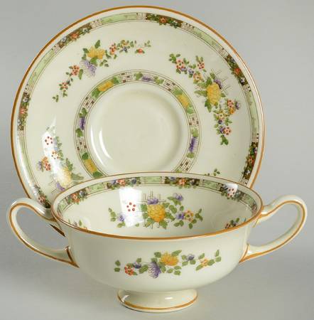 Kenilworth Footed Cream Soup Bowl & Saucer Set