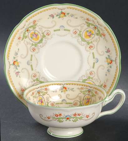 The Kendal (No Scene Center) Footed Cup & Saucer Set