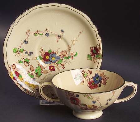 Kew Footed Cream Soup Bowl & Saucer Set
