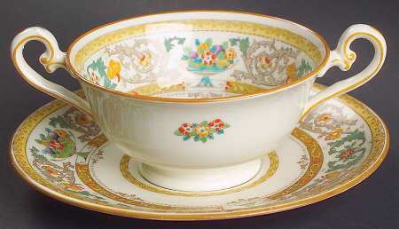 The Killarney (Thick Verge Line) Footed Bouillon Cup & Saucer