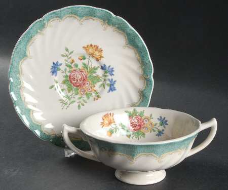 Kingswood Footed Cream Soup Bowl & Saucer Set
