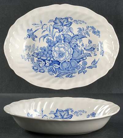 The Kirkwood Blue 10" Oval Vegetable Bowl