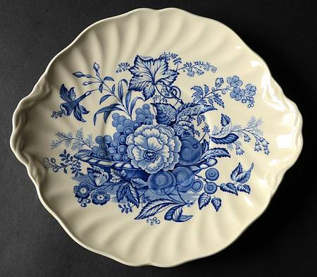 The Kirkwood Blue Handled Cake Plate