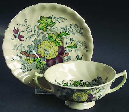 The Kirkwood Multicolor Footed Cream Soup Bowl & Saucer Set