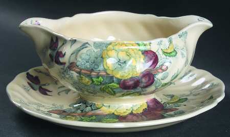 The Kirkwood Multicolor Gravy Boat with Attached Underplate