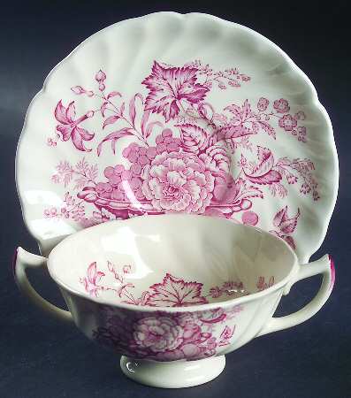 The Kirkwood Red Footed Cream Soup Bowl & Saucer Set