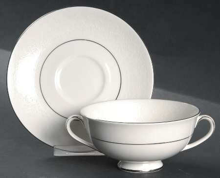Lace Point Footed Cream Soup & Cup Saucer (SAUM1) Set