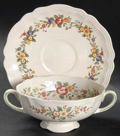 Leighton Footed Cream Soup Bowl & Saucer Set