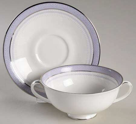 Lilactime Footed Cream Soup Bowl & Saucer Set