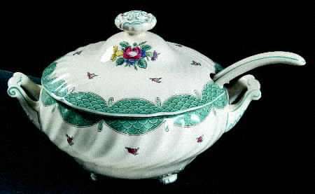 Lowestoft Bouquet Tureen & Lid w/Ladle