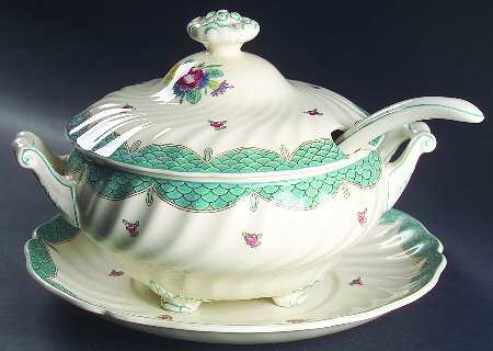 Lowestoft Bouquet Tureen & Lid w/Ladle & Underplate