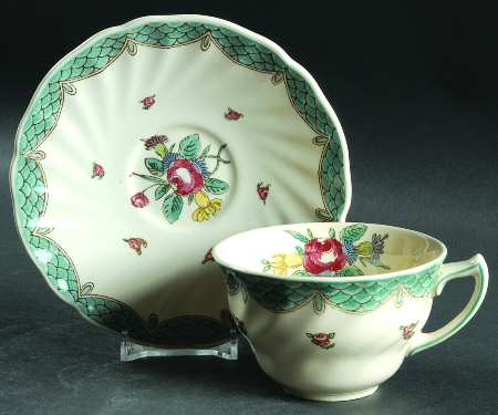 Lowestoft Bouquet Flat Cup & Saucer Set