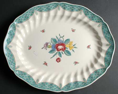 Lowestoft Bouquet 15" Oval Serving Platter