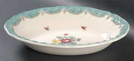 Lowestoft Bouquet 9" Oval Vegetable Bowl