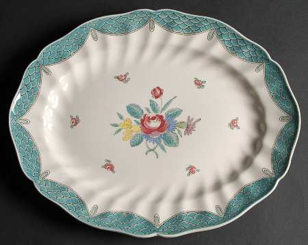 Lowestoft Bouquet 13" Oval Serving Platter
