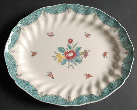 Lowestoft Bouquet 11" Oval Serving Platter
