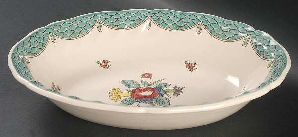 Lowestoft Bouquet 8" Oval Vegetable Bowl