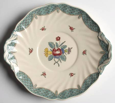 Lowestoft Bouquet Handled Cake Plate