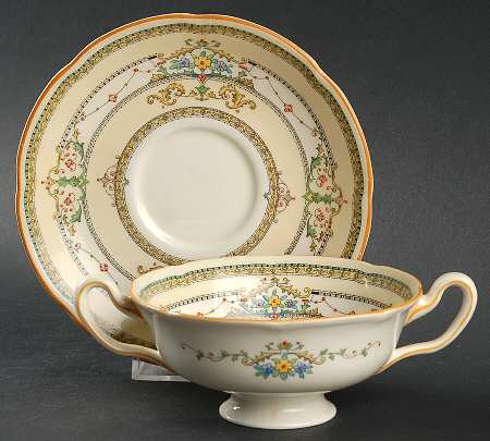 The Lorraine Footed Cream Soup Bowl & Saucer Set