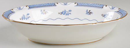 Lowestoft Blue (Gold Accent) 10" Oval Vegetable Bowl