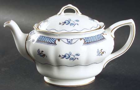 Lowestoft Blue (Gold Accent) Teapot & Lid