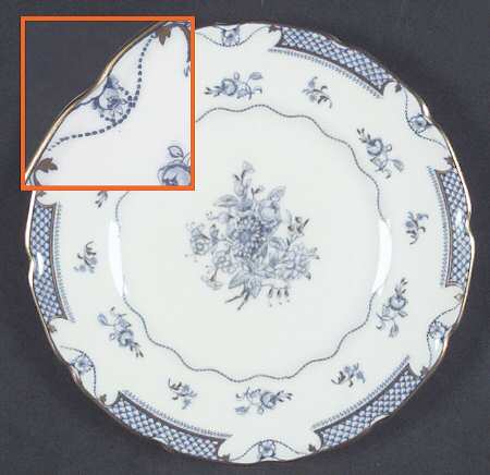 Lowestoft Blue (Gold Accent) Bread & Butter Plate