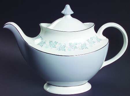 Lyric (H4948, Blue Leaves on Rim) Teapot & Lid