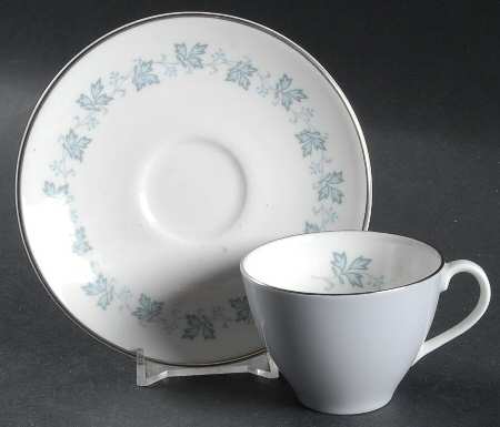 Lyric (H4948, Blue Leaves on Rim) Flat Demitasse Cup & Saucer Set