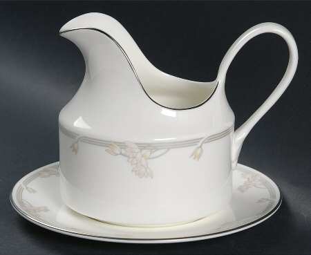 Lyric (H5114, Flowers on Band) Gravy Boat & Underplate