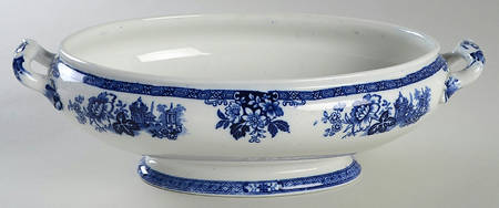 Madras (Flow Blue) Oval Vegetable No Lid