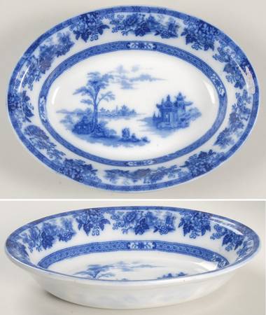 Madras (Flow Blue) 8" Oval Vegetable Bowl