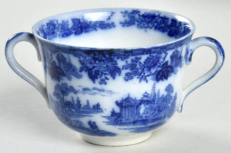 Madras (Flow Blue) Flat Bouillon Cup