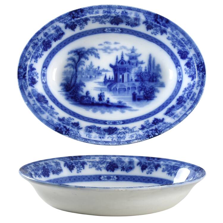 Madras (Flow Blue) 10" Oval Vegetable Bowl