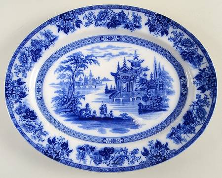 Madras (Flow Blue) 13" Oval Serving Platter
