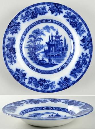Madras (Flow Blue) Rim Soup Bowl