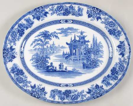 Madras (Flow Blue) 15" Oval Serving Platter
