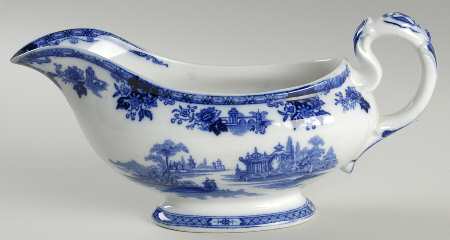 Madras (Flow Blue) Gravy Boat