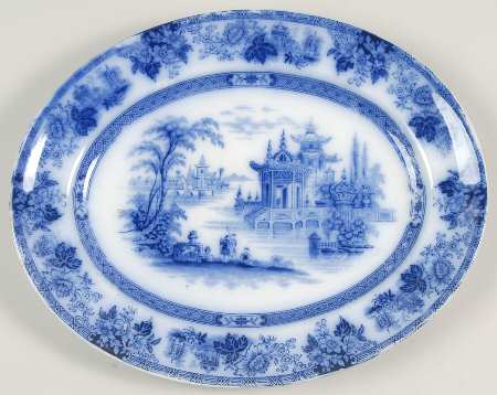Madras (Flow Blue) 11" Oval Serving Platter